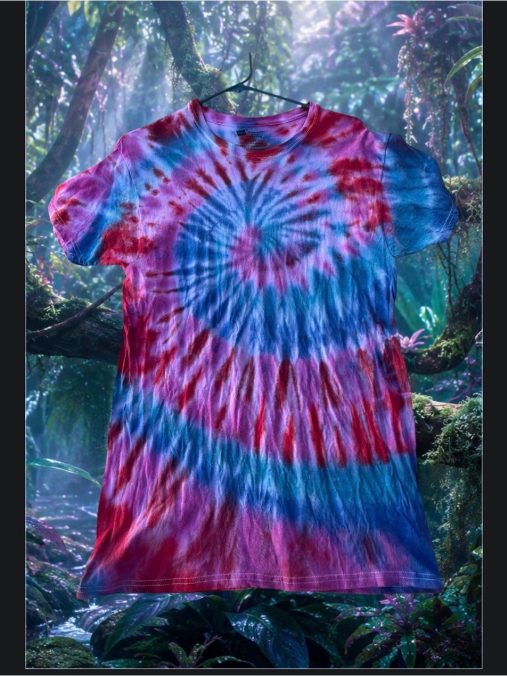Tie-Dye Spiral T-Shirt in Blue & Pink